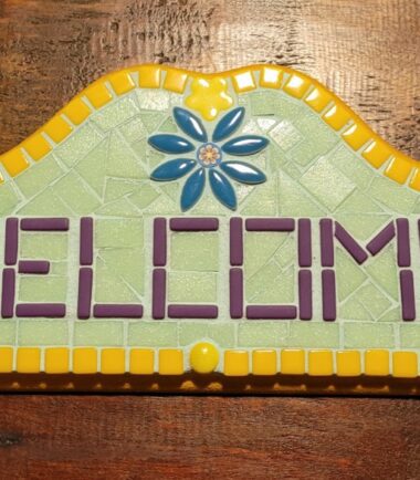 Yellow Border Green Background Welcome Sign