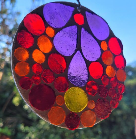 Mauve & Red Dots Sun Catcher